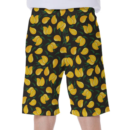 Yellow Mango Fruit Pattern Print Men's Beach Shorts