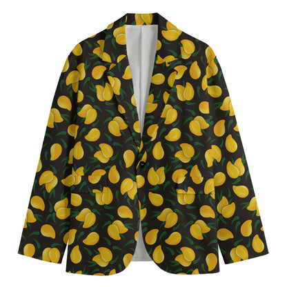 Yellow Mango Fruit Pattern Print Men's Blazer