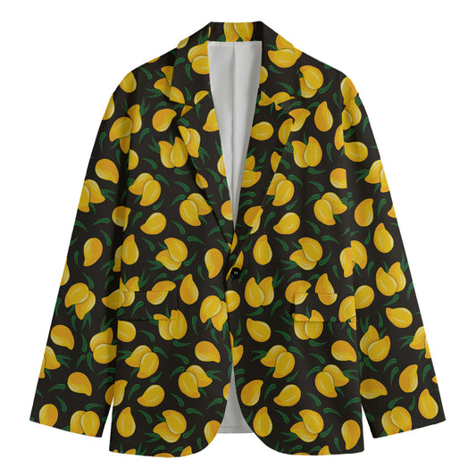 Yellow Mango Fruit Pattern Print Men's Blazer