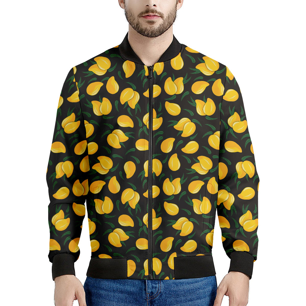 Yellow Mango Fruit Pattern Print Men's Bomber Jacket