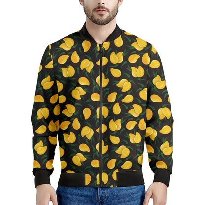 Yellow Mango Fruit Pattern Print Men's Bomber Jacket