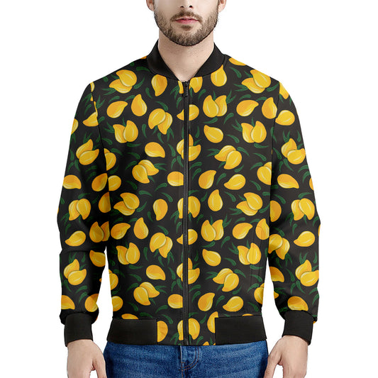 Yellow Mango Fruit Pattern Print Men's Bomber Jacket