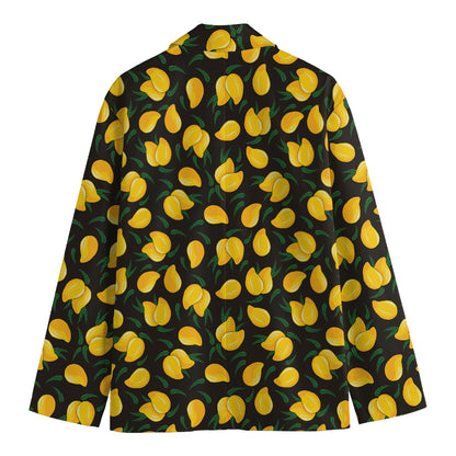 Yellow Mango Fruit Pattern Print Men's Cotton Blazer