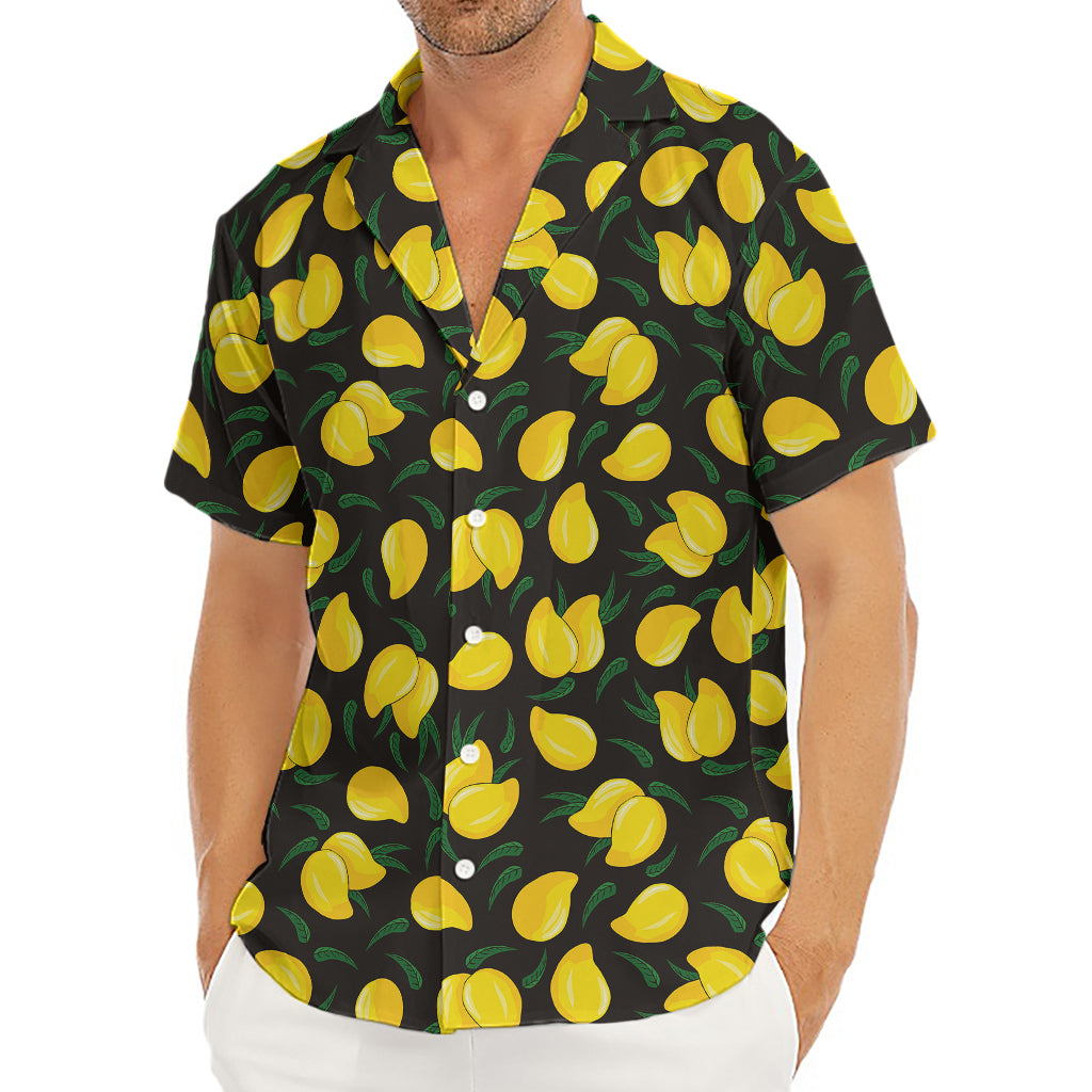 Yellow Mango Fruit Pattern Print Men's Deep V-Neck Shirt