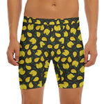 Yellow Mango Fruit Pattern Print Men's Long Boxer Briefs