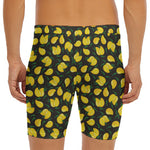 Yellow Mango Fruit Pattern Print Men's Long Boxer Briefs