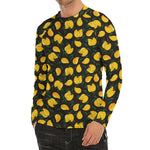 Yellow Mango Fruit Pattern Print Men's Long Sleeve Rash Guard