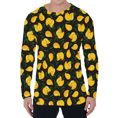 Yellow Mango Fruit Pattern Print Men's Long Sleeve T-Shirt