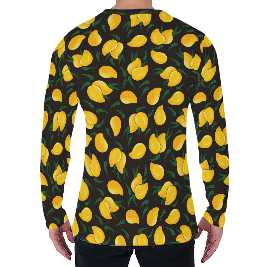 Yellow Mango Fruit Pattern Print Men's Long Sleeve T-Shirt