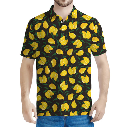 Yellow Mango Fruit Pattern Print Men's Polo Shirt