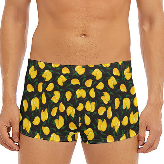 Yellow Mango Fruit Pattern Print Men's Short Boxer Briefs