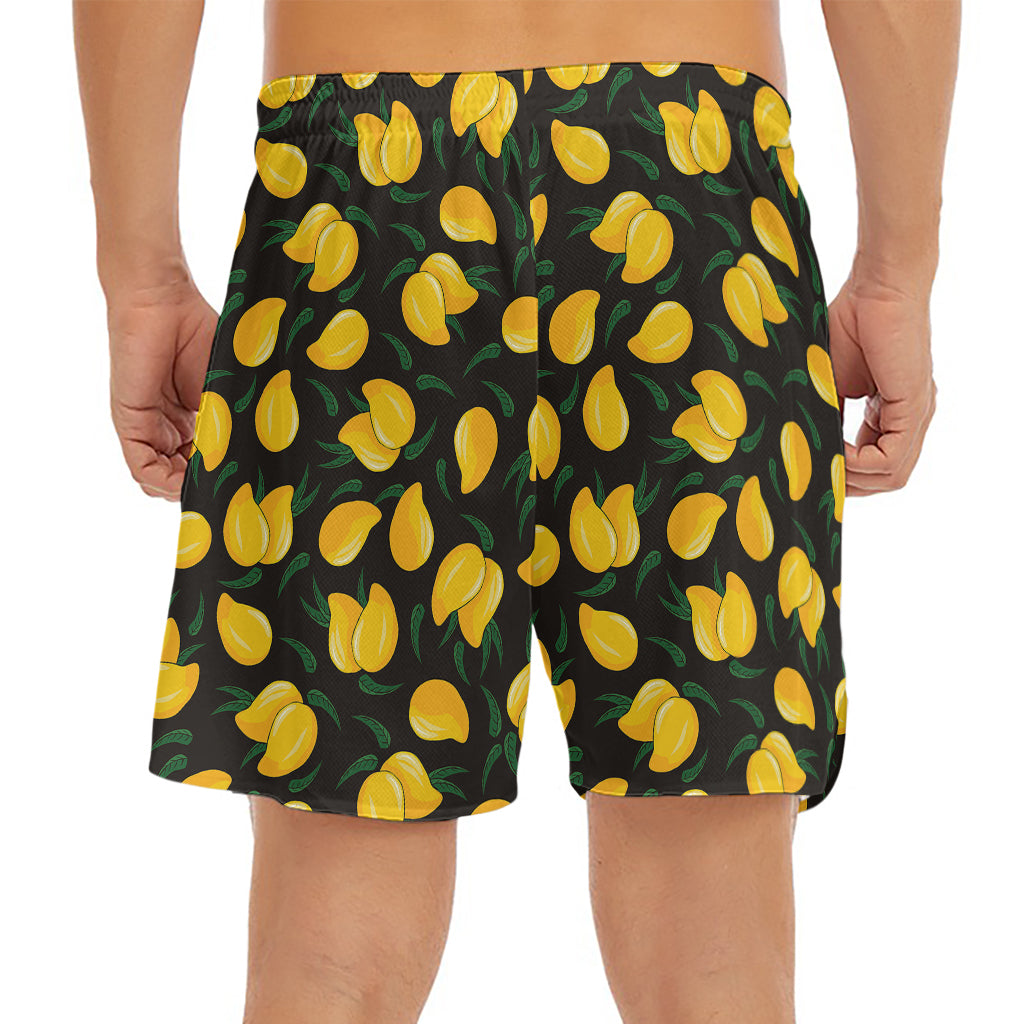 Yellow Mango Fruit Pattern Print Men's Split Running Shorts