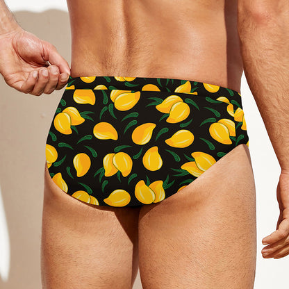 Yellow Mango Fruit Pattern Print Men's Swim Briefs
