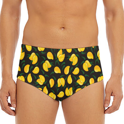 Yellow Mango Fruit Pattern Print Men's Triangle Swim Briefs