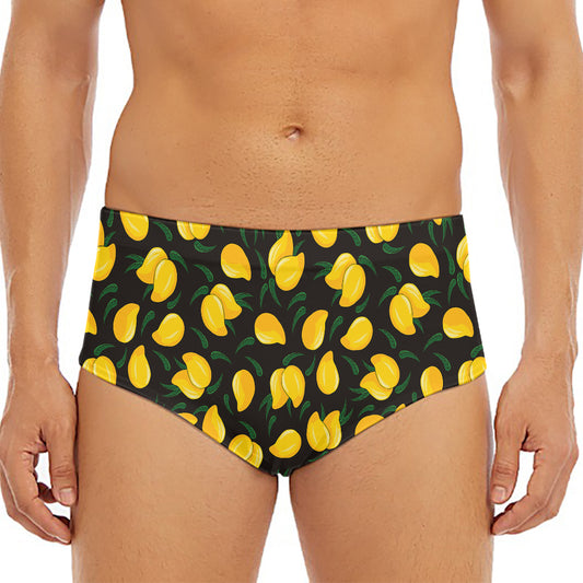 Yellow Mango Fruit Pattern Print Men's Triangle Swim Briefs