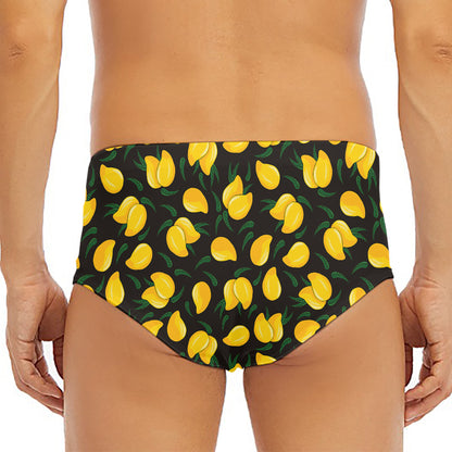 Yellow Mango Fruit Pattern Print Men's Triangle Swim Briefs
