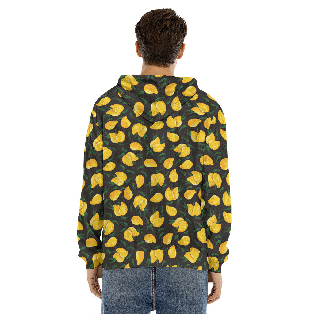 Yellow Mango Fruit Pattern Print Men's Velvet Pullover Hoodie