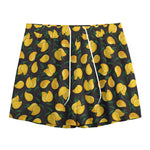 Yellow Mango Fruit Pattern Print Mesh Shorts