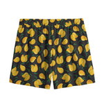 Yellow Mango Fruit Pattern Print Mesh Shorts