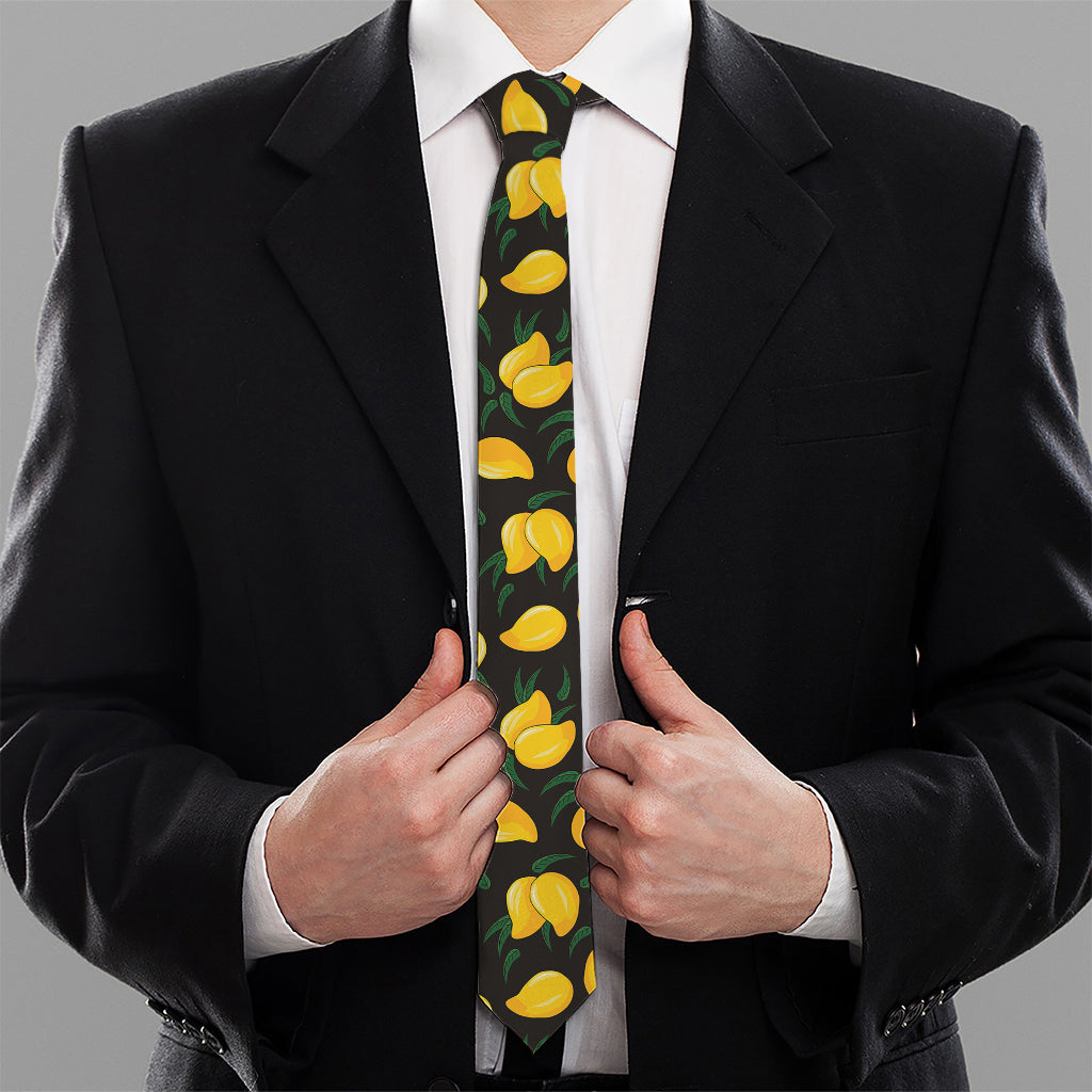 Yellow Mango Fruit Pattern Print Necktie