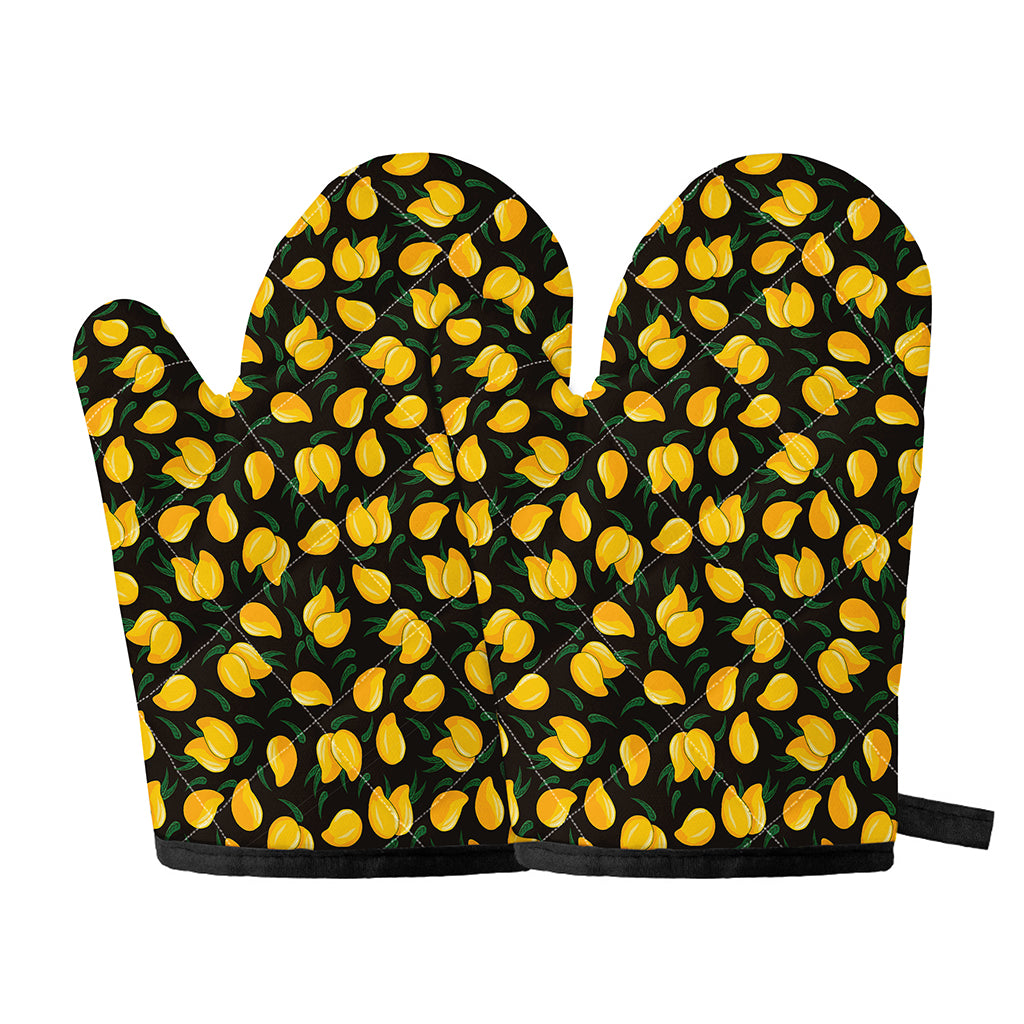 Yellow Mango Fruit Pattern Print Oven Mitts