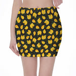Yellow Mango Fruit Pattern Print Pencil Mini Skirt