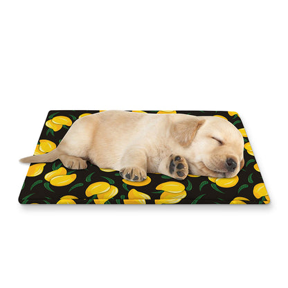 Yellow Mango Fruit Pattern Print Pet Cooling Mat Cover