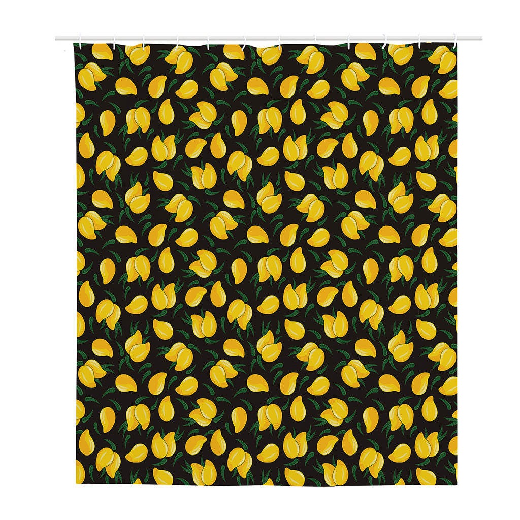 Yellow Mango Fruit Pattern Print Polyester Shower Curtain