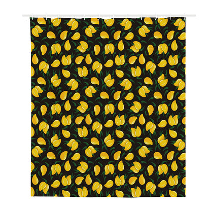 Yellow Mango Fruit Pattern Print Polyester Shower Curtain