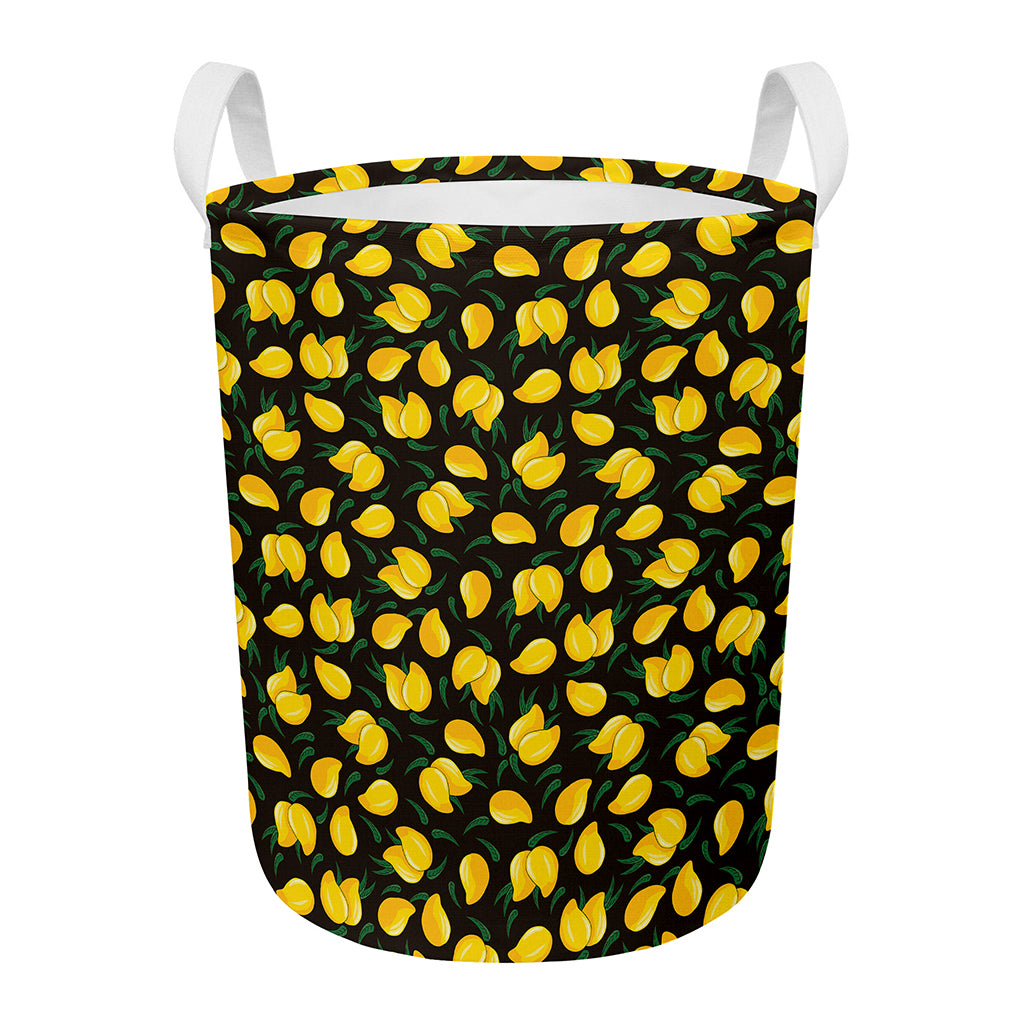 Yellow Mango Fruit Pattern Print Round Laundry Basket