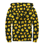 Yellow Mango Fruit Pattern Print Sherpa Lined Zip Up Hoodie