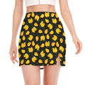 Yellow Mango Fruit Pattern Print Side Slit Mini Skirt