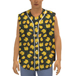 Yellow Mango Fruit Pattern Print Sleeveless Baseball Jersey