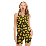 Yellow Mango Fruit Pattern Print Sleeveless One Piece Swimsuit