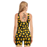 Yellow Mango Fruit Pattern Print Sleeveless One Piece Swimsuit