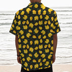 Yellow Mango Fruit Pattern Print Textured Short Sleeve Shirt