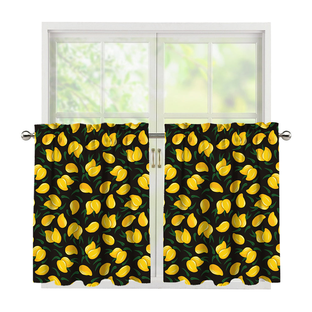 Yellow Mango Fruit Pattern Print Tier Curtains