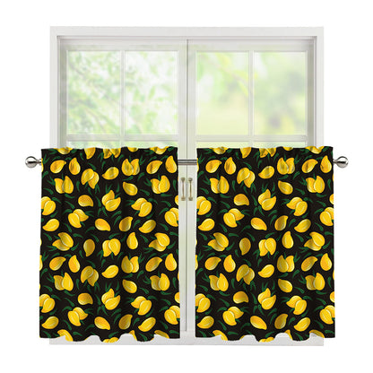 Yellow Mango Fruit Pattern Print Tier Curtains