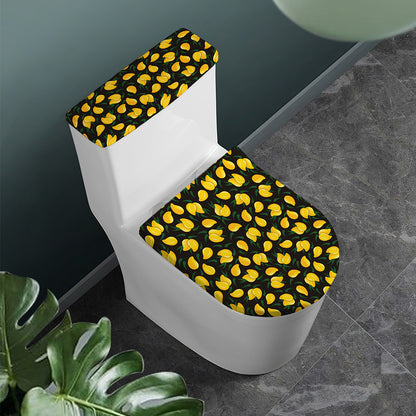Yellow Mango Fruit Pattern Print Toilet Lid And Tank Cover Set