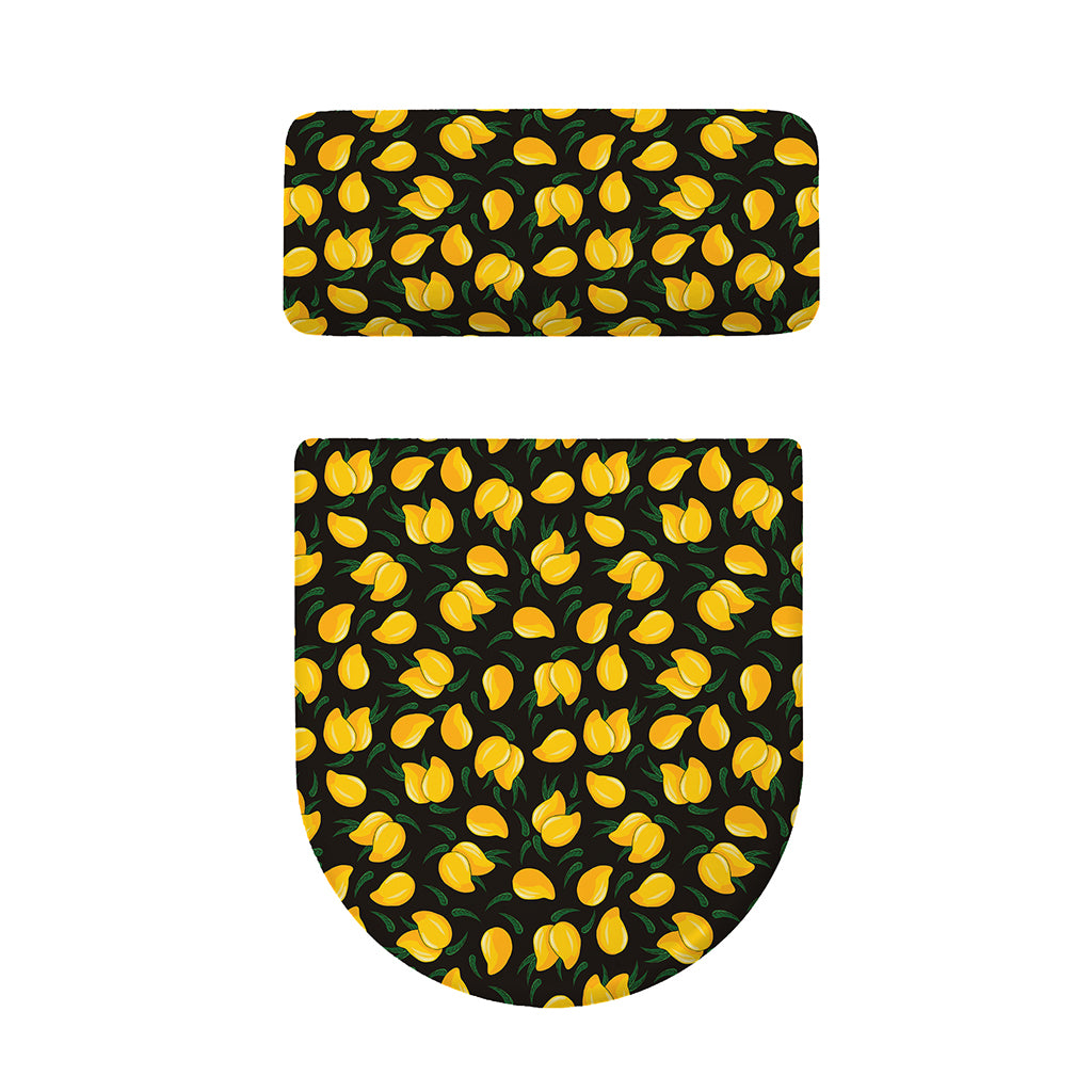 Yellow Mango Fruit Pattern Print Toilet Lid And Tank Cover Set