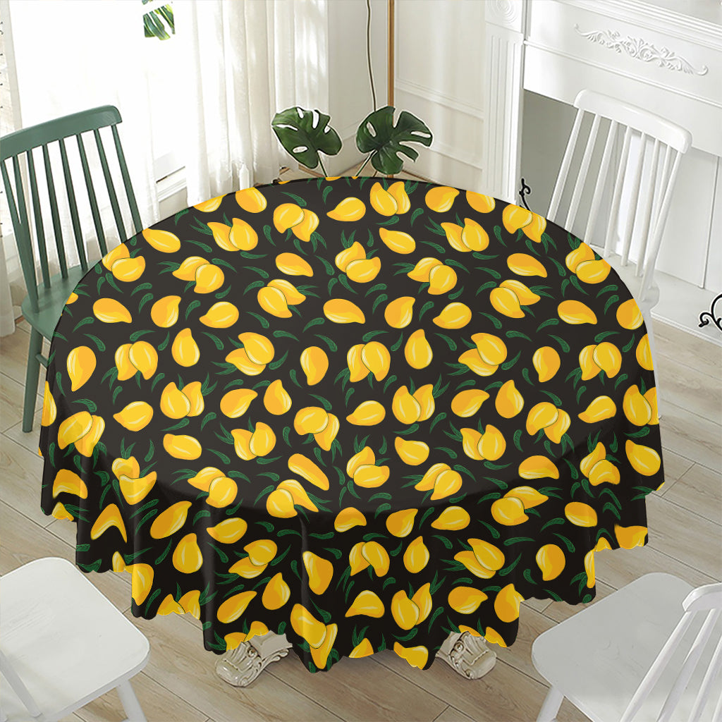 Yellow Mango Fruit Pattern Print Waterproof Round Tablecloth