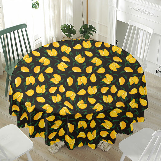 Yellow Mango Fruit Pattern Print Waterproof Round Tablecloth