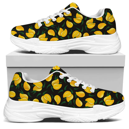 Yellow Mango Fruit Pattern Print White Chunky Shoes