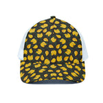 Yellow Mango Fruit Pattern Print White Mesh Trucker Cap