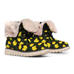 Yellow Mango Fruit Pattern Print Winter Boots