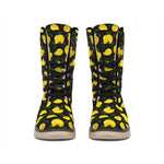 Yellow Mango Fruit Pattern Print Winter Boots
