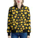 Yellow Mango Fruit Pattern Print Women's Bomber Jacket