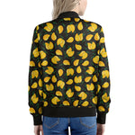 Yellow Mango Fruit Pattern Print Women's Bomber Jacket