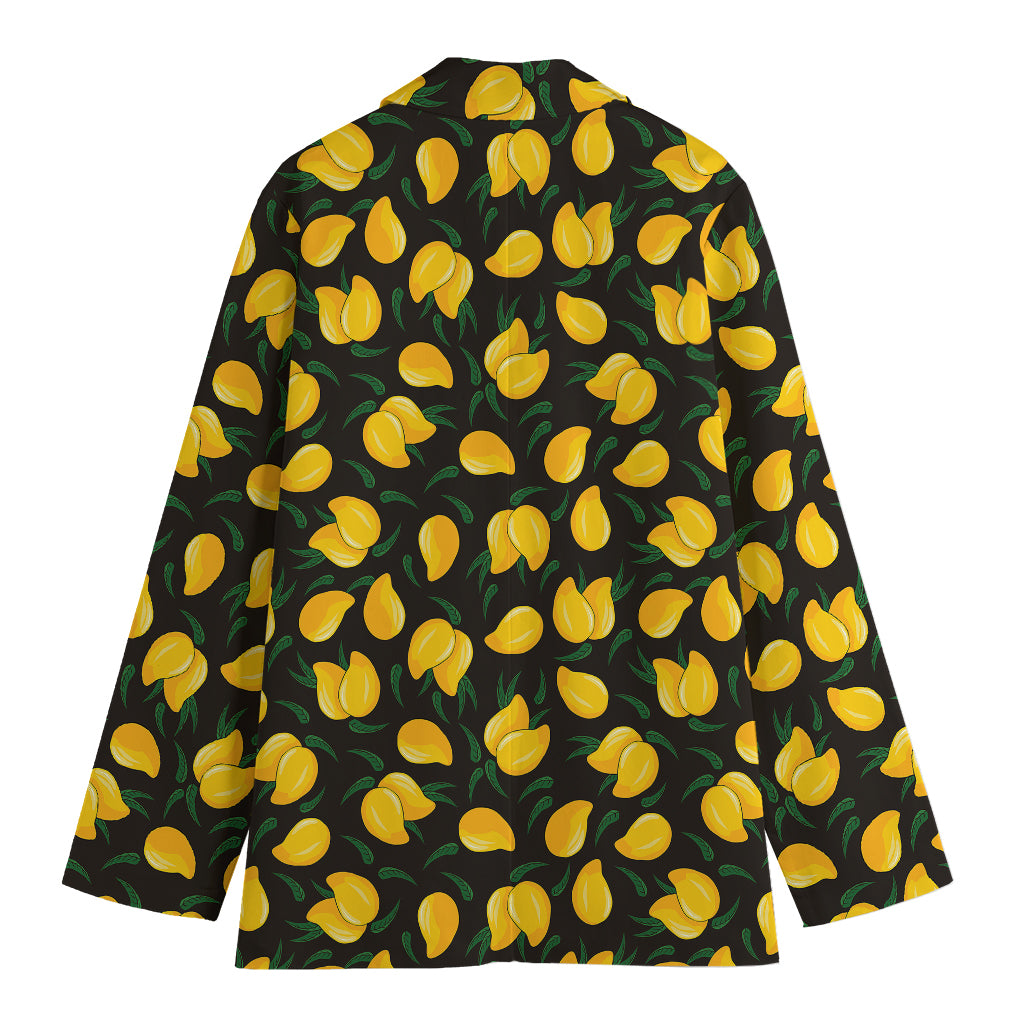 Yellow Mango Fruit Pattern Print Women's Cotton Blazer