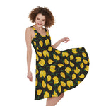 Yellow Mango Fruit Pattern Print Women's Sleeveless Dress